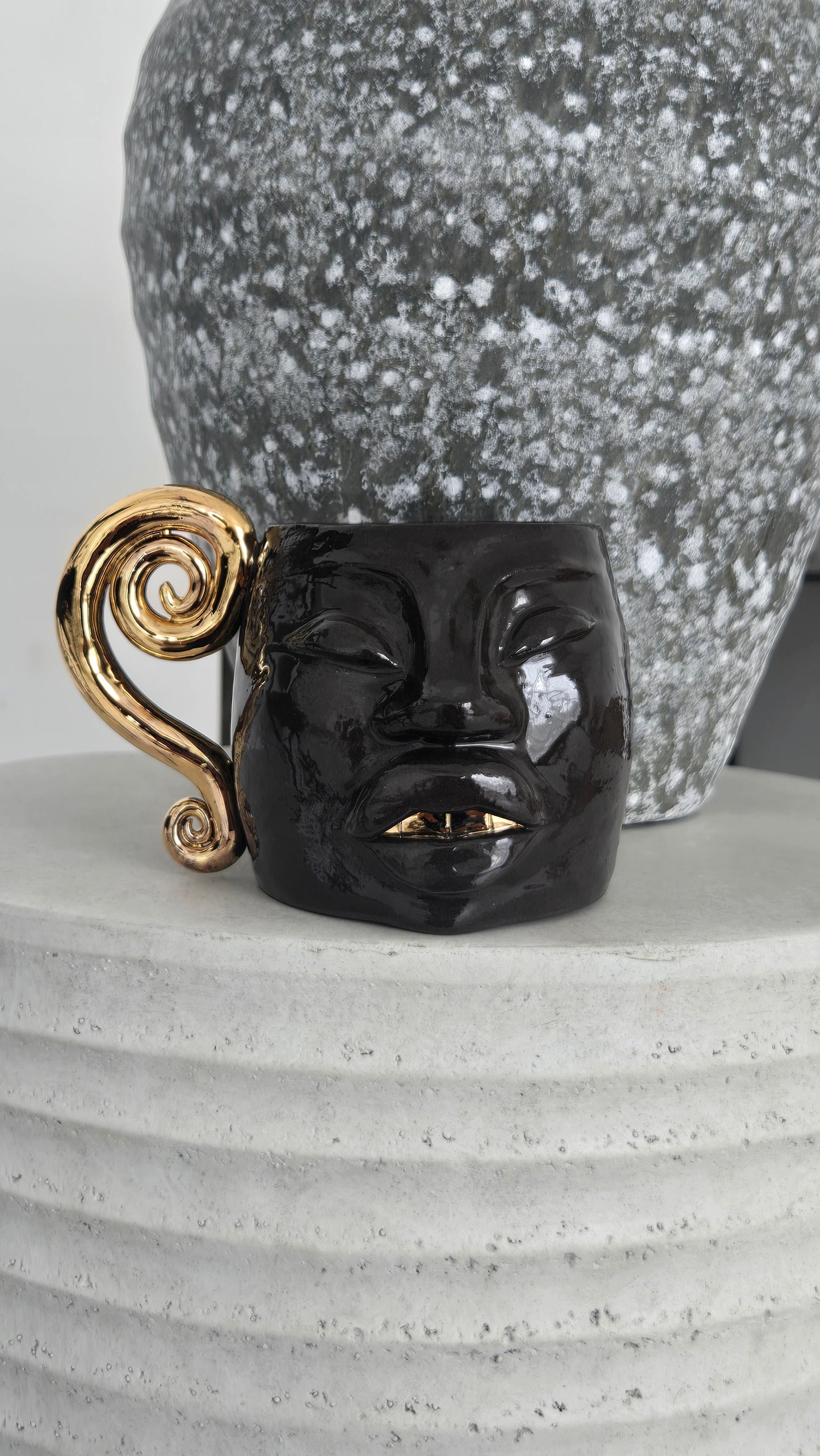 Gilded Gold Handle Mug - Midnight