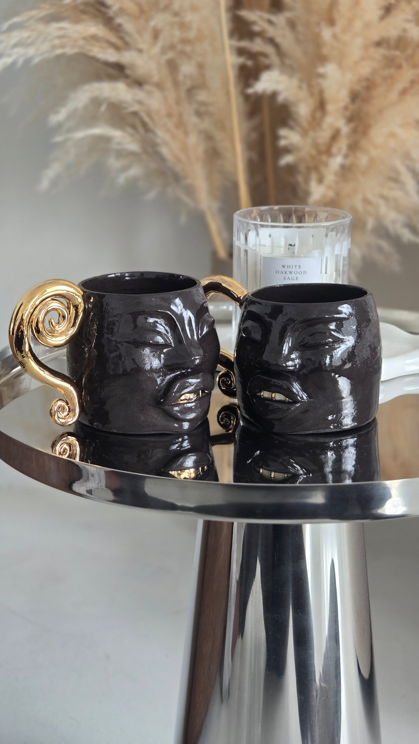 Gilded Gold Handle Mug - Midnight