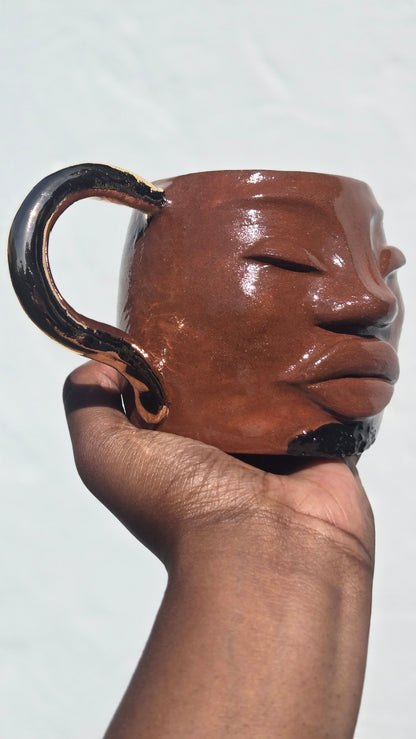 Gilded Gold Handle Mug - Terracotta