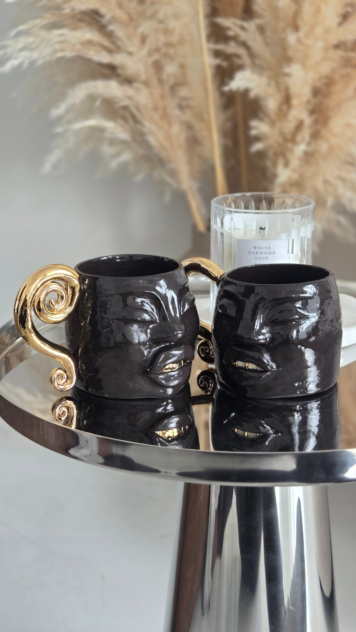 Gilded Gold Handle Mug - Midnight
