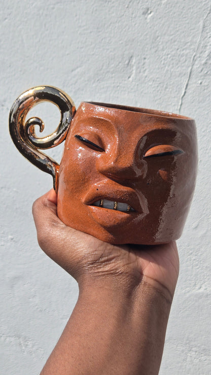 Gilded Gold Handle Mug - Terracotta