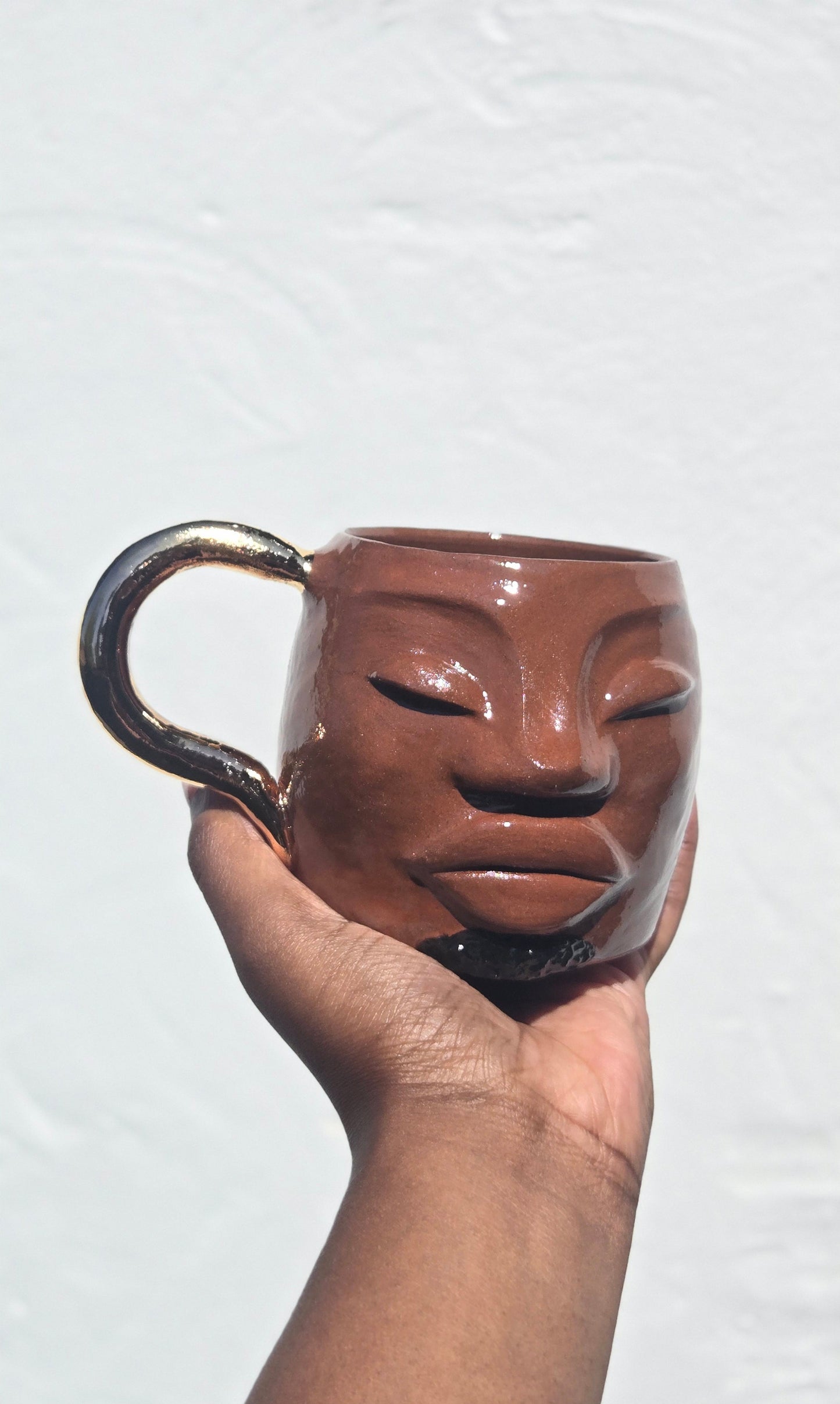 Gilded Gold Handle Mug - Terracotta