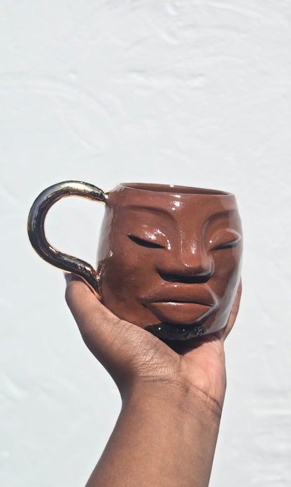Gilded Gold Handle Mug - Terracotta