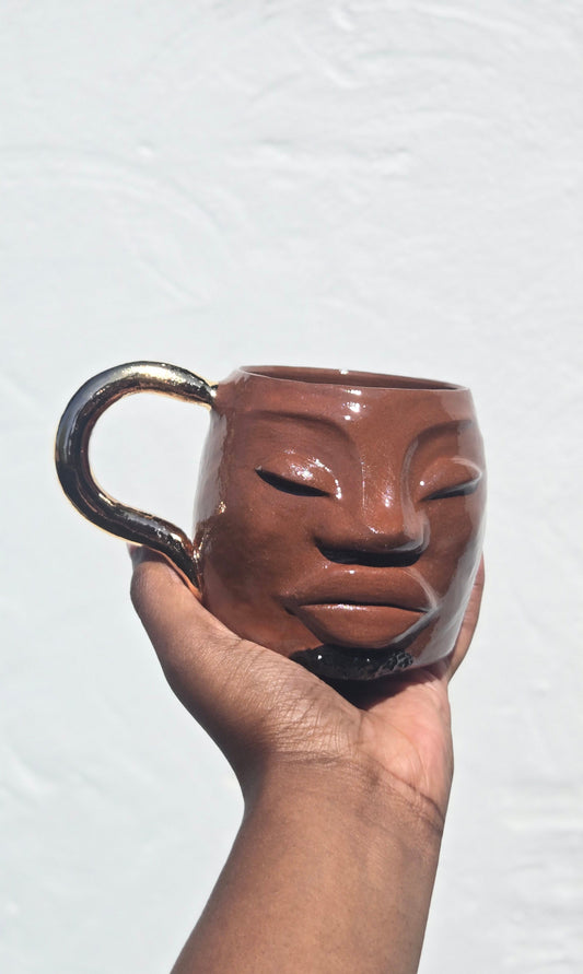 Gilded Gold Handle Mug - Terracotta