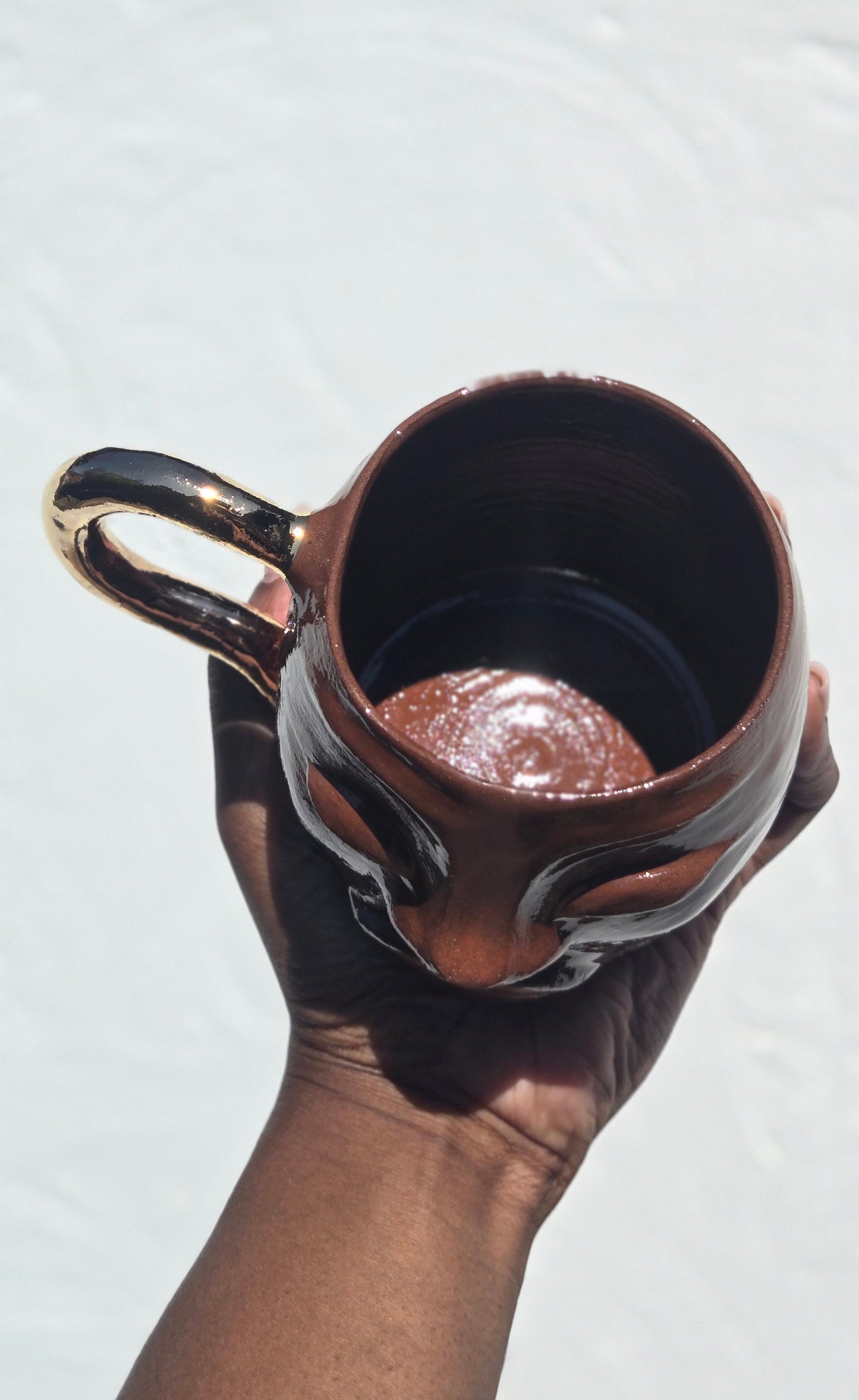 Gilded Gold Handle Mug - Terracotta