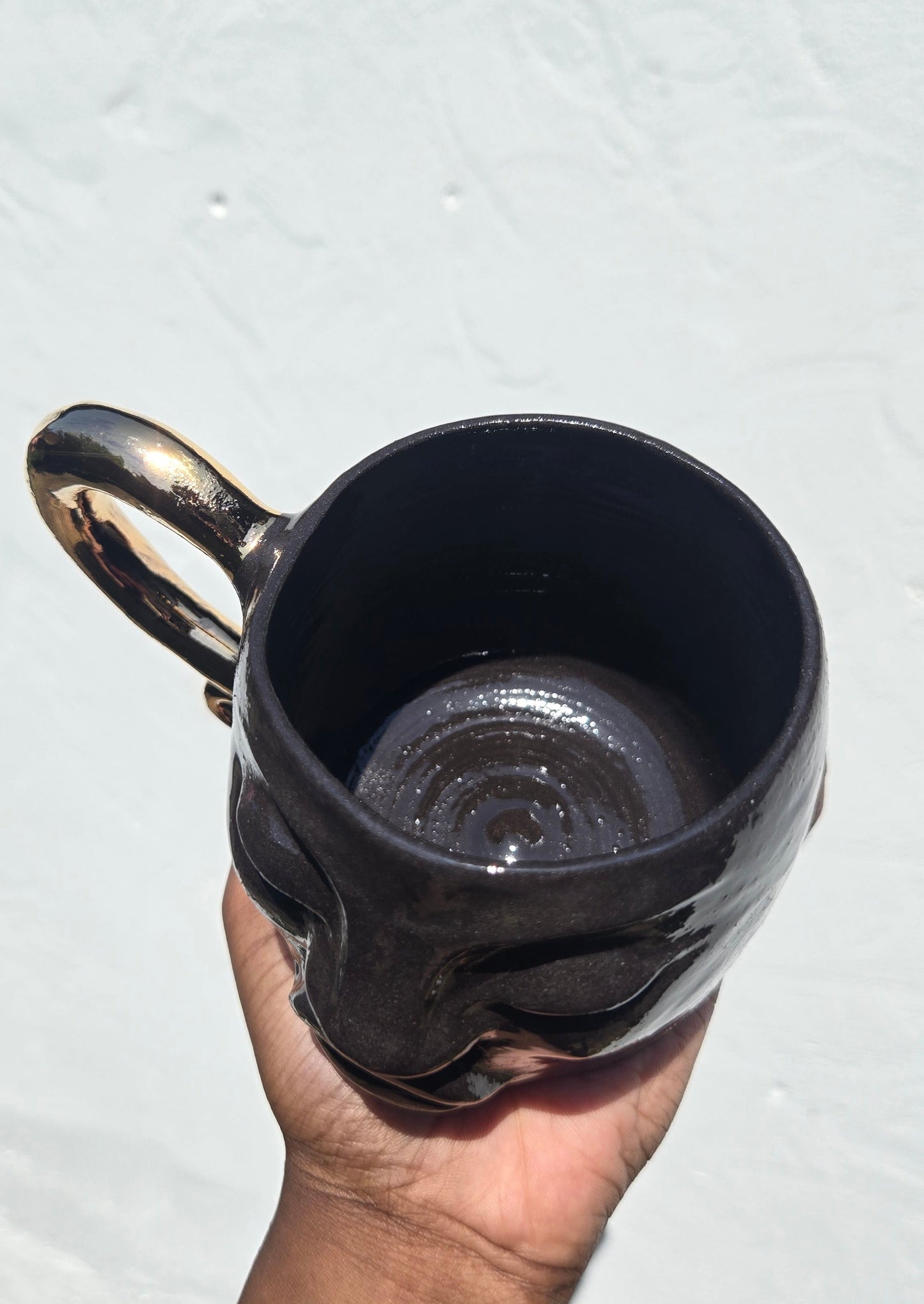 Gilded Gold Handle Mug - Midnight