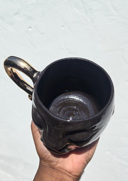 Gilded Gold Handle Mug - Midnight