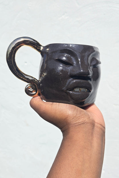 Gilded Gold Handle Mug - Midnight