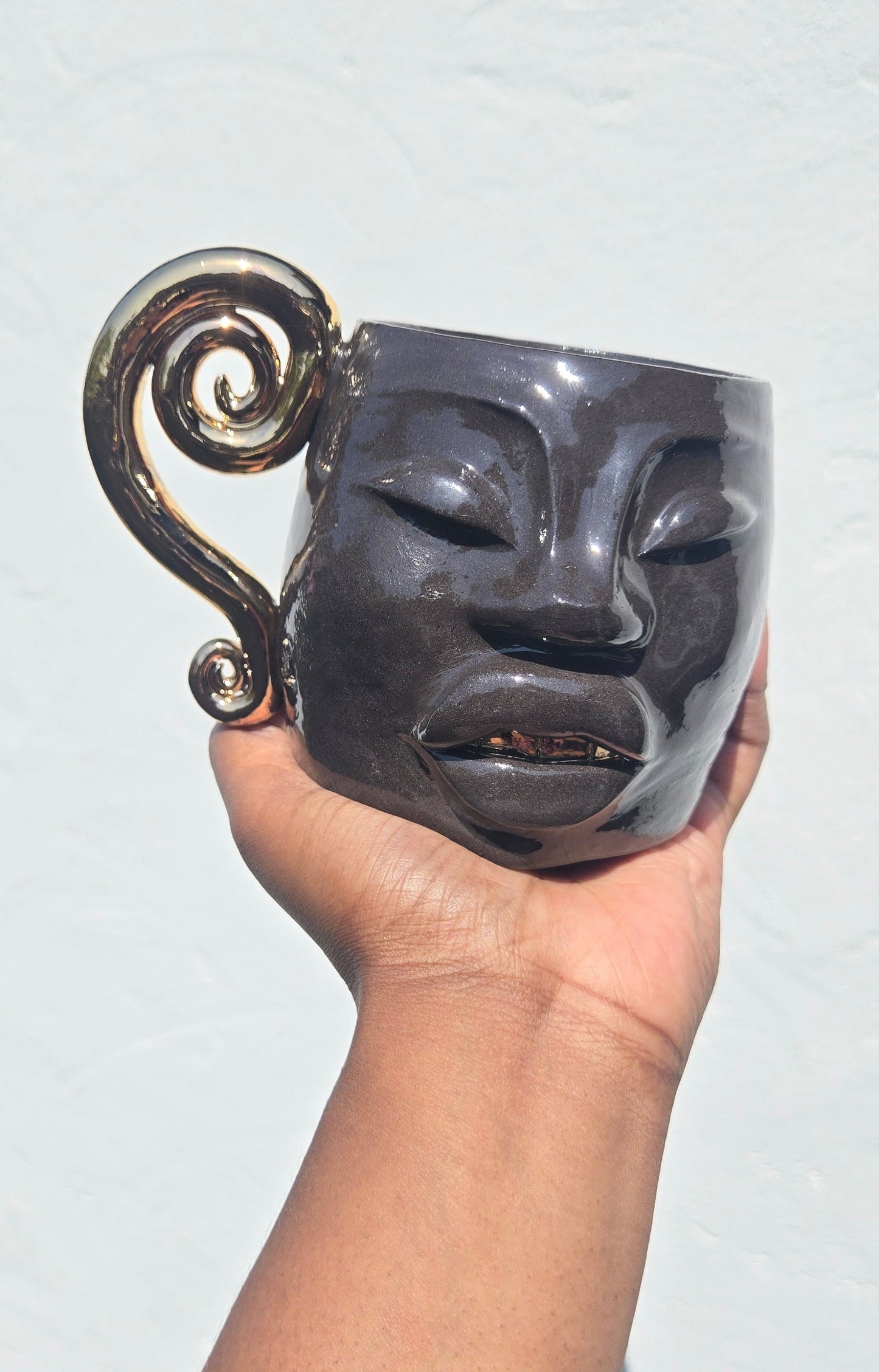 Gilded Gold Handle Mug - Midnight