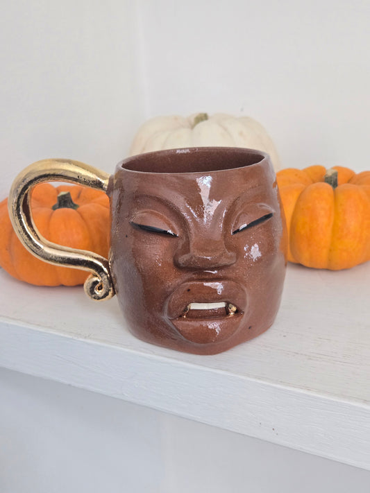 Spooky Gilded Fang Mug - Terracotta
