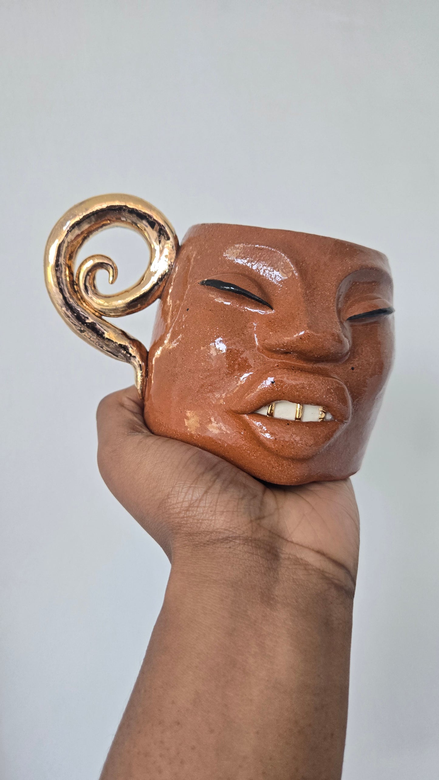Gilded Gold Handle Mug - Terracotta