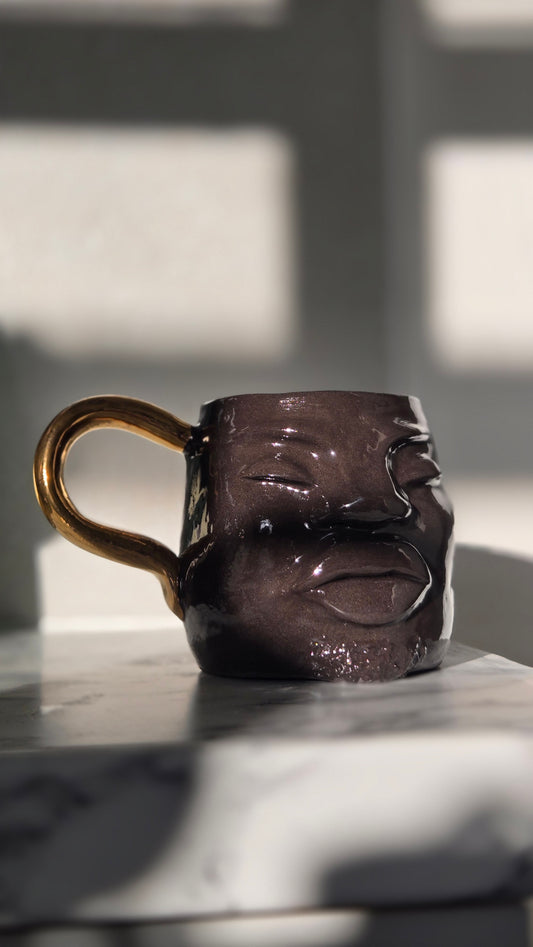 Gilded Gold Handle Mug - Midnight